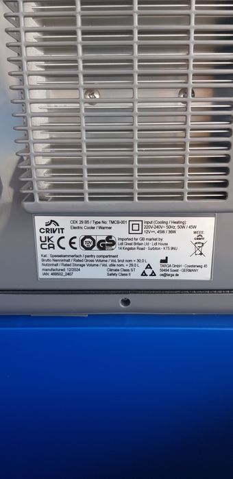 Lodowka CRIVIT turystyczna elektryczna samochodowa