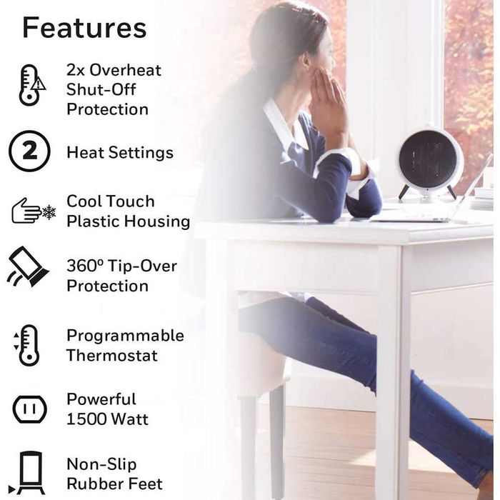 Aquecedor Honeywell UberHeat Ceramic Personal Heater - Branco, HCE200W