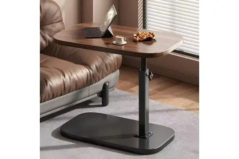 Приліжковий столик  з овальною дерев'яною стільницею та метале