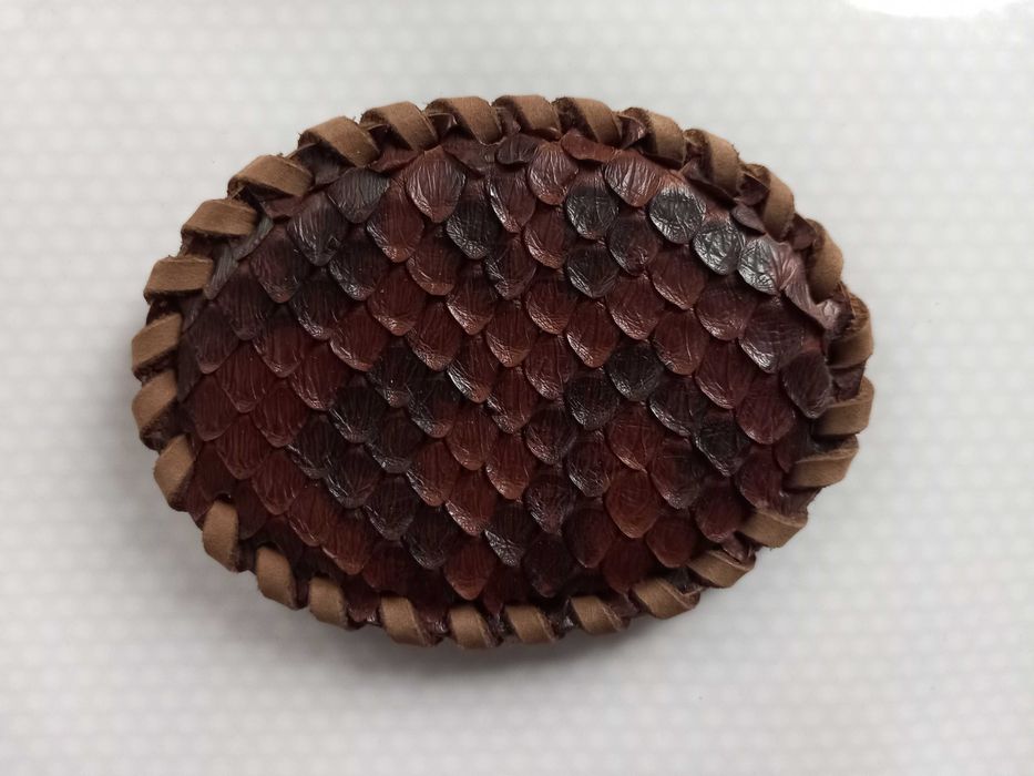 Klamra do paska, nowa, ręczna robota, skóra pytona