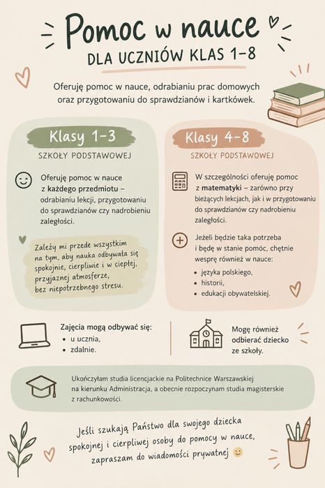Korepetycje/ pomoc w nauce