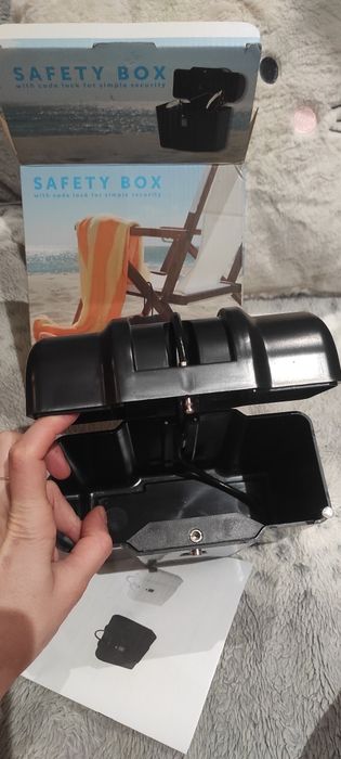 Sejf plażowy safety box na szyfr sejf kasetka czarna czarny
