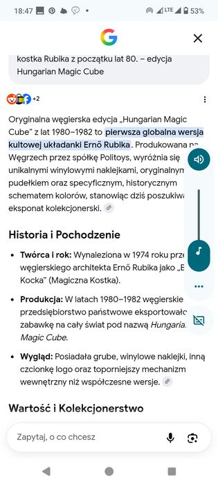 kostka Rubika z początku lat 80. – edycja Hungarian Magic Cube