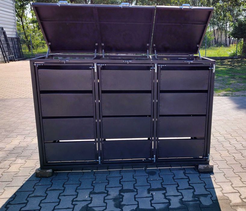 Nowoczesna Zabudowa koszy na śmieci stalowa premium