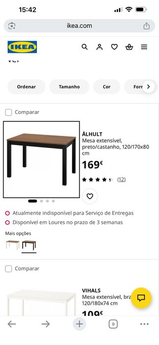 Mesa de refeições extensivel + 4 cadeiras