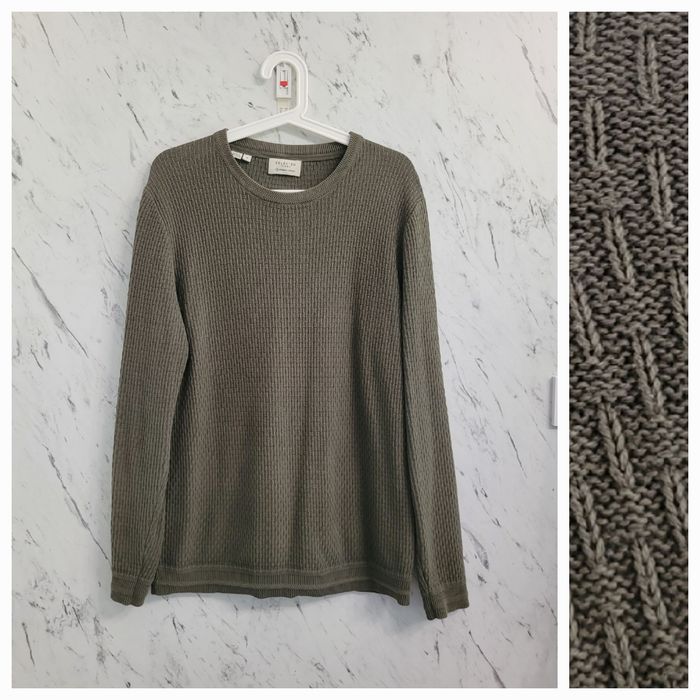 Dzianinowa M bluza sweter bluzka o strukturalnym splocie 100% bawełna organiczna