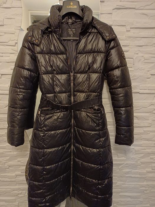 Długa kurtka zimowa Ochnik czarna pikowana 34