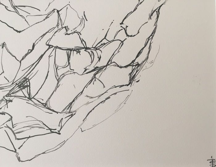 Desenho a tinta da artista Christine Piot