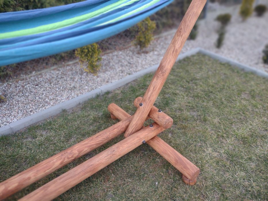 Drewniany hamak sosnowy stelaż z hamakiem