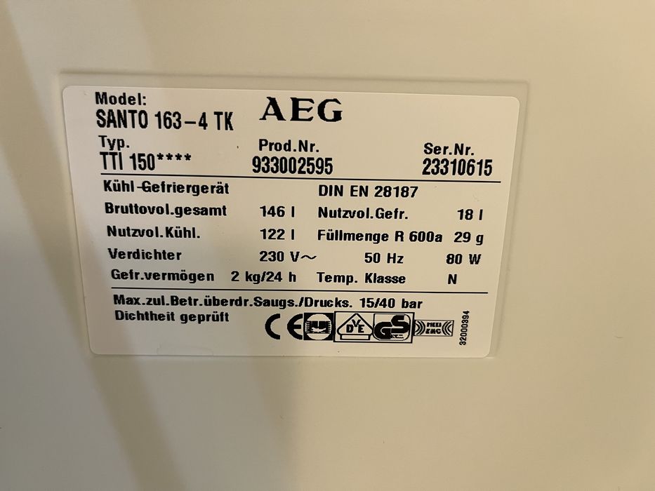 Lodówka AEG 85cm |12msc |BD stan |Dowóz