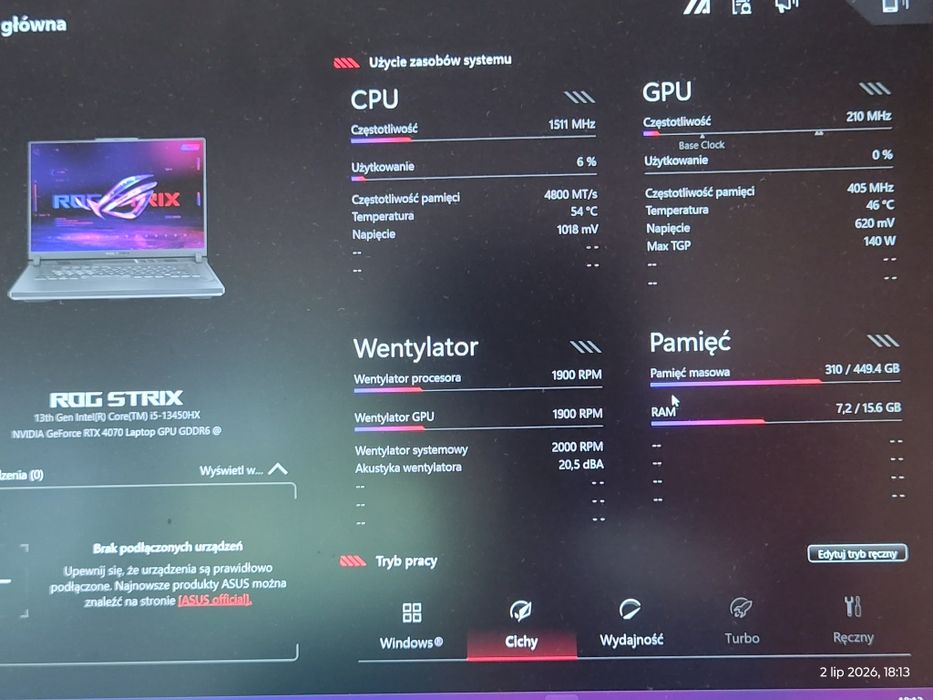 Laptop Asus rog strix g16 rtx 4070