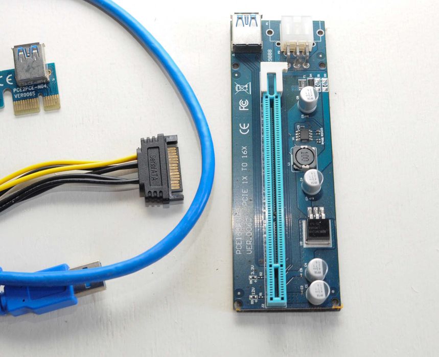 ‼️Райзер, перехідник, подовжувач, плата розширення VER006C USB 3.0 PCI-E 1X-16X Riser для відеокарт 60см sata