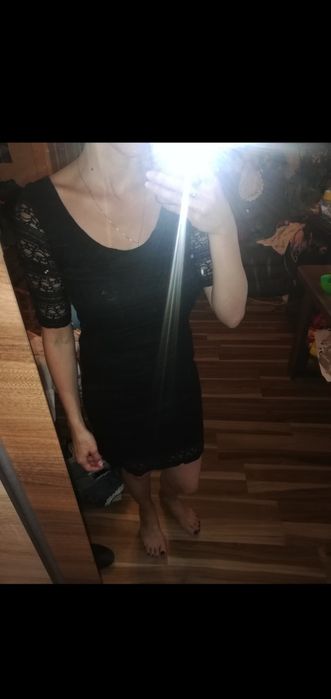 Koronkowa sukienka czarna h&m s/m