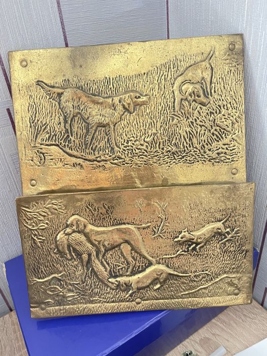 Антикварная/ винтажная латунная подвесная подставка для писем