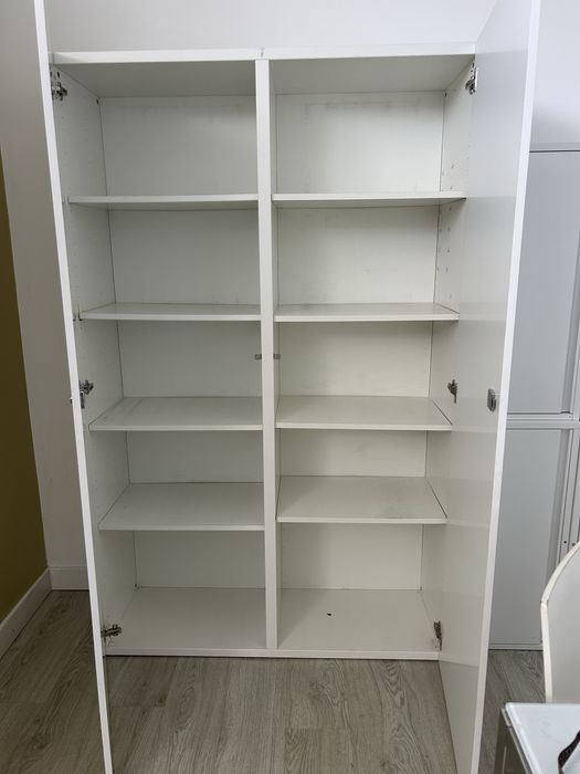 Armário Alto Escritório 2 Portas c/ Fechadura + Prateleiras | Branco | 193×120×41cm