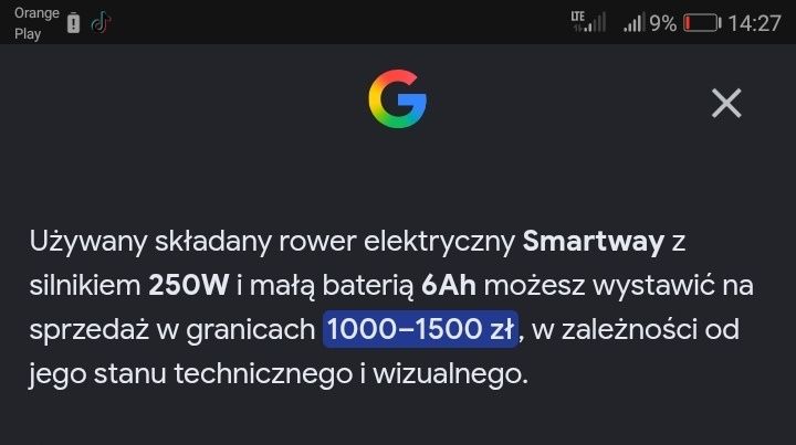 Sprzedam Rower Składany koła 20' Elektryk silnik 250w bateria 6ah