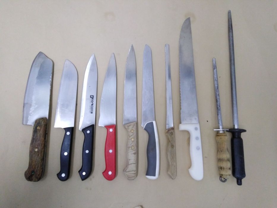 Facas e Ferros de amolar conjunto de 10 unidades