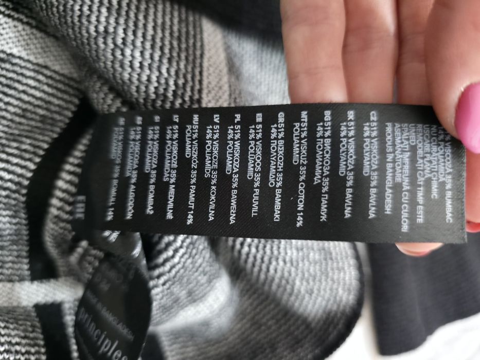 Czarny sweter w kratę elegancka bluzka damska principles