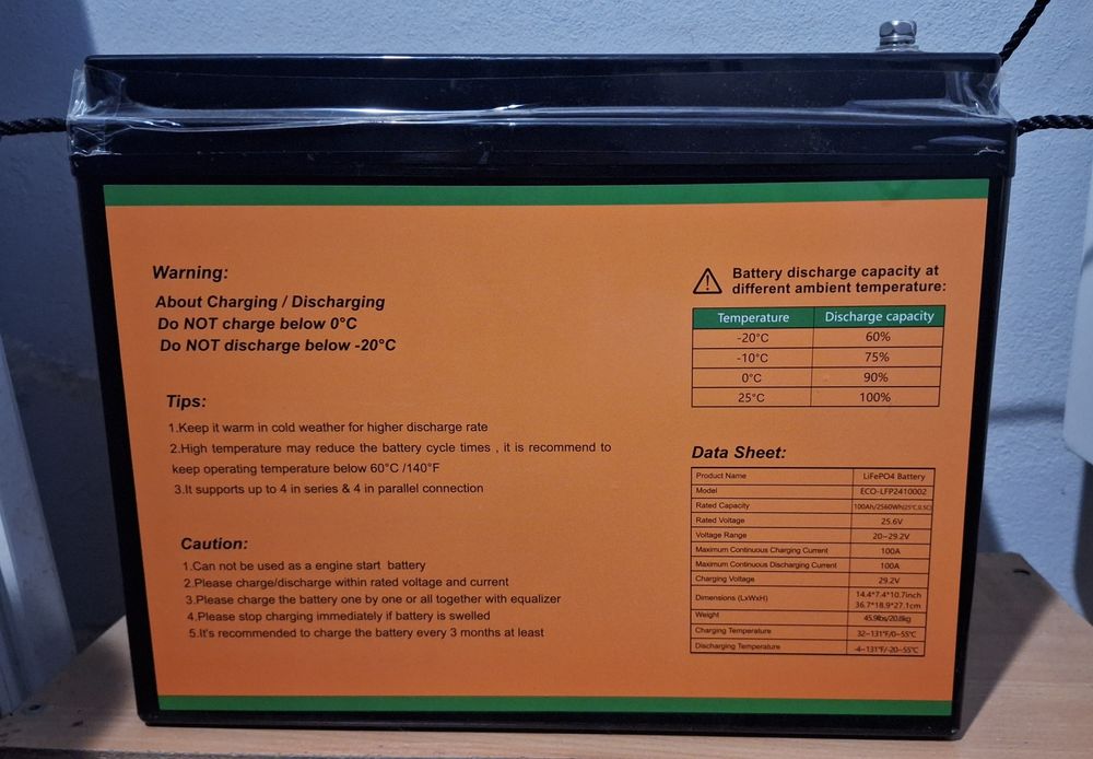 АКБ ECO-WORTHY LiFePO4 24 V 100 Ah (2560 Wh) з вбудованим BMS 3