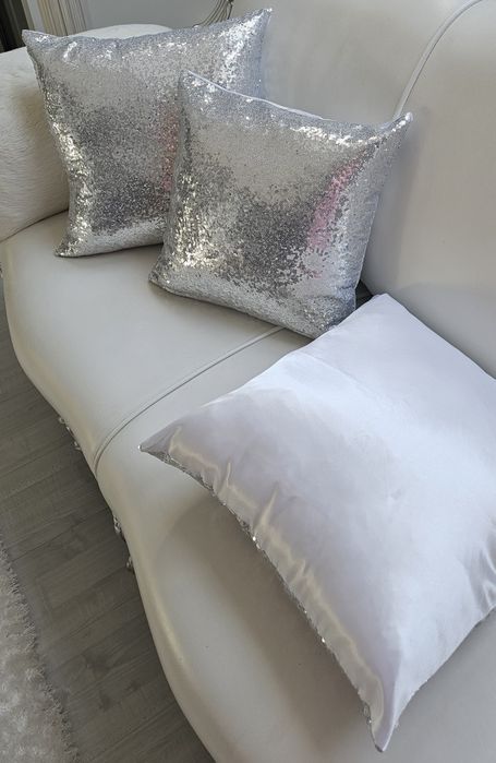 Poszewki cekiny srebrne 2 szt   45x45