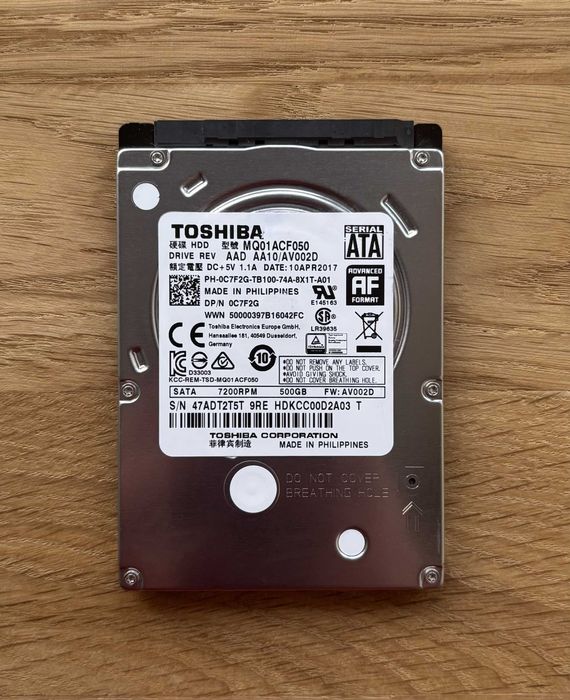 HDD Toshiba 500GB 2.5" SATA 7200 об/хв MQ01ACF050