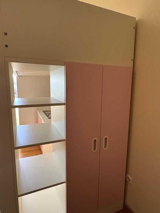 Cama alta c/ secretária c/ 4 gavetas 90x200cm Ikea