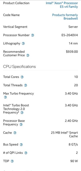 процессор 10 ядер intel xeon комплектующие в компьютер e5 2640v4 x99