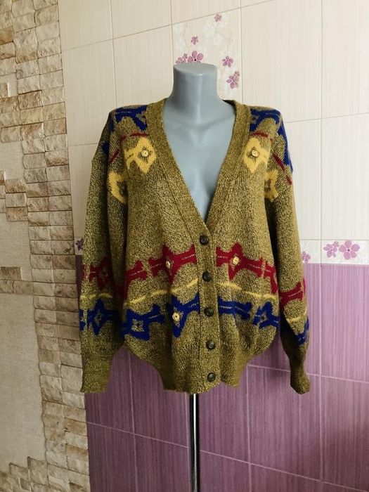 Винтажная тёплая шерстяная  вязаная кофта кардиган