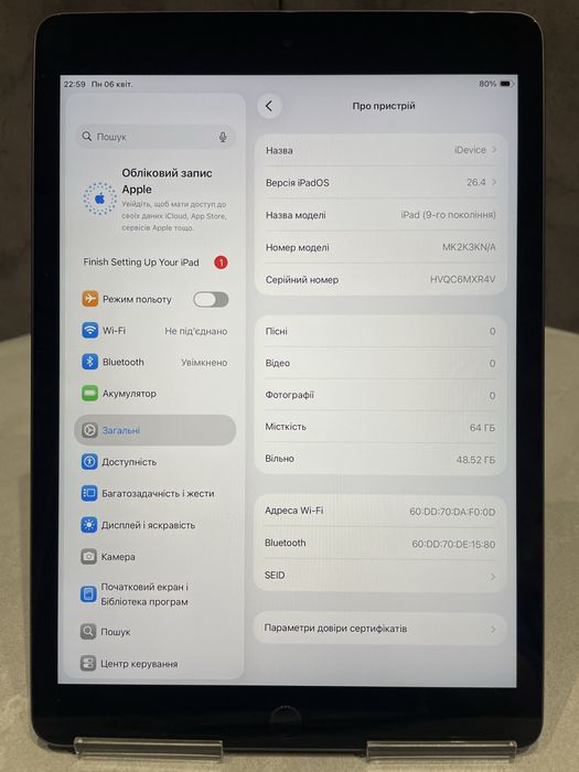 Планшет ipad 9 a2602 64GB ROM! D1021