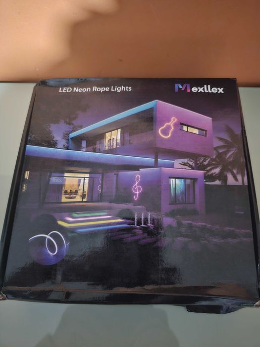 RGB LED Neon Rope Lights 15M, Cont de Sincro de Música com App/Remoto