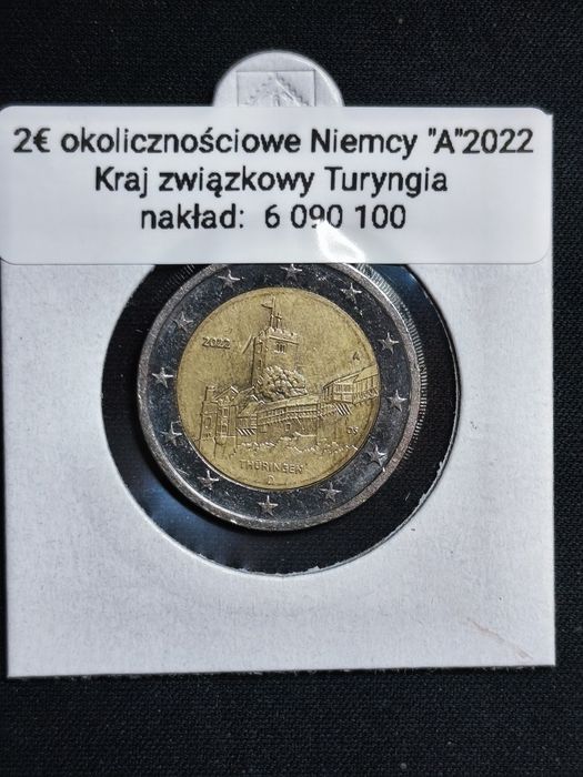 Moneta okolicznościowa 2 euro Niemcy "A"2022