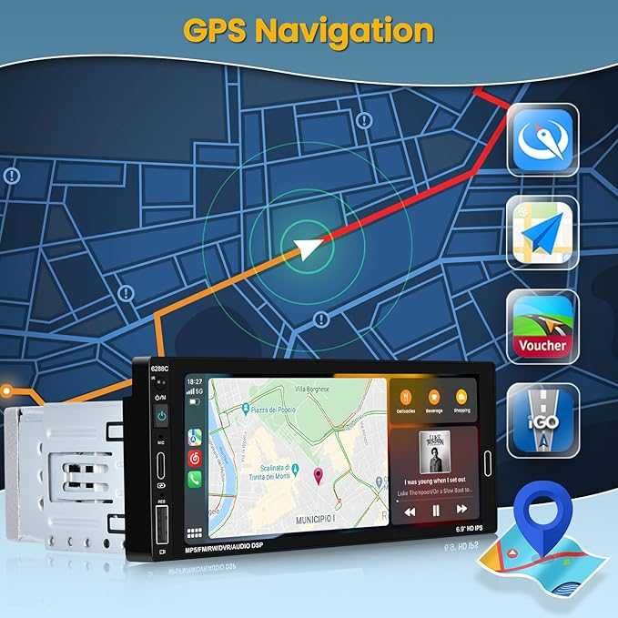 Radio samochodowe Carplay Android 6,9 cala