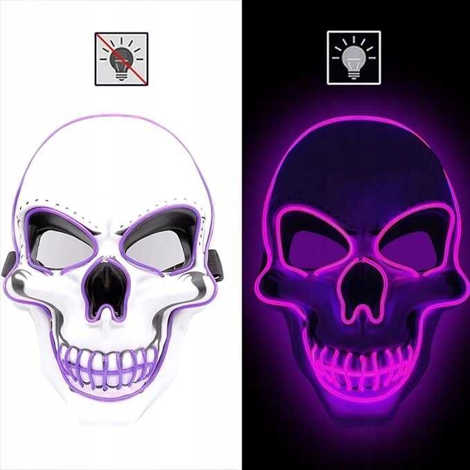 Maska Halloween Led kostium IMPREZA COSPLAY szkielet