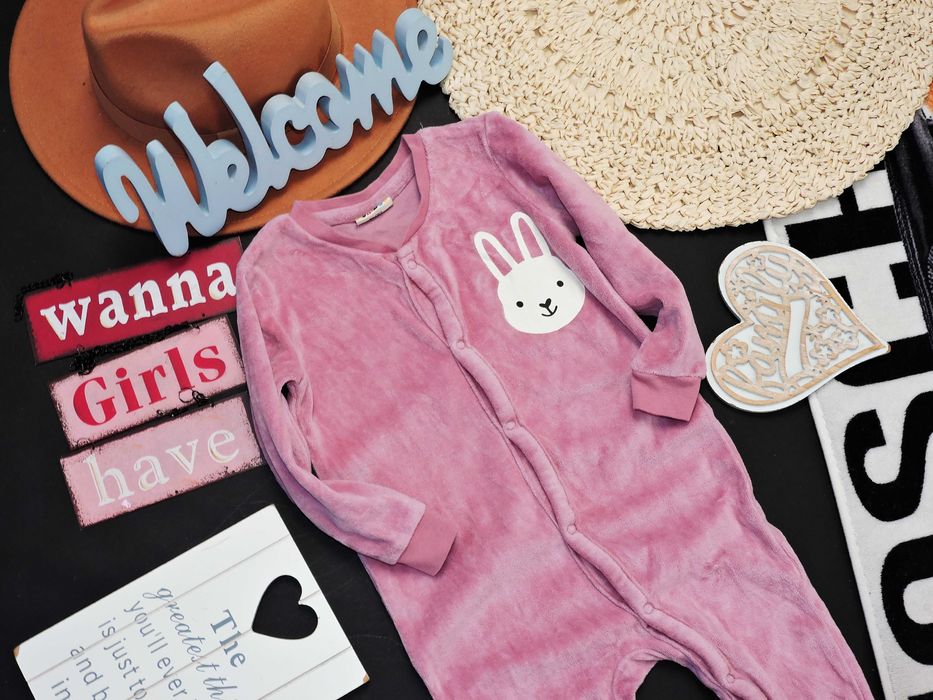 Kuniboo - welurowy pajacyk piżamka , króliczek r 86/92