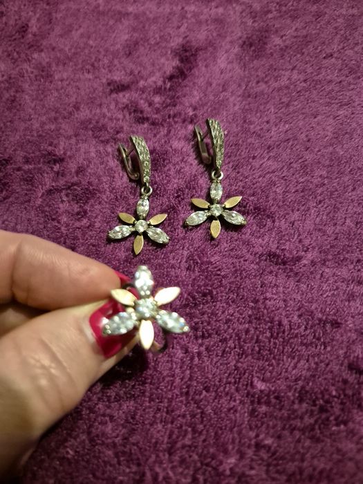 Набір, срібло з позолотою