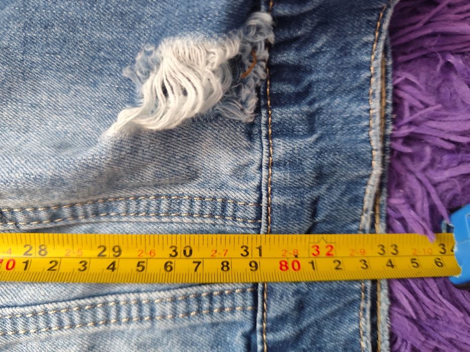 Jeansowa dłuższą katana z perełkami L