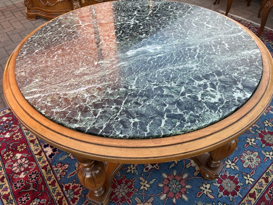 Stół dębowy z marmurowym blatem