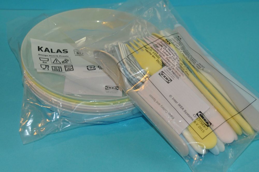 Kubki talerze sztućce - zestaw naczyń Ikea dla dzieci. Nowe. Kolorowe.