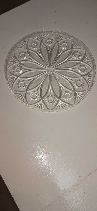Duża Patera taca Talerz kryształowy Kryształy Stare Tortownica Antyki