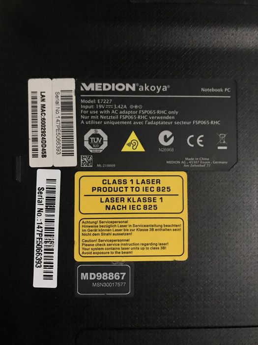 Продам 17 ти дюймовый ноут Medion Akoya E7227 / MD98867 i5-4210M/аккум