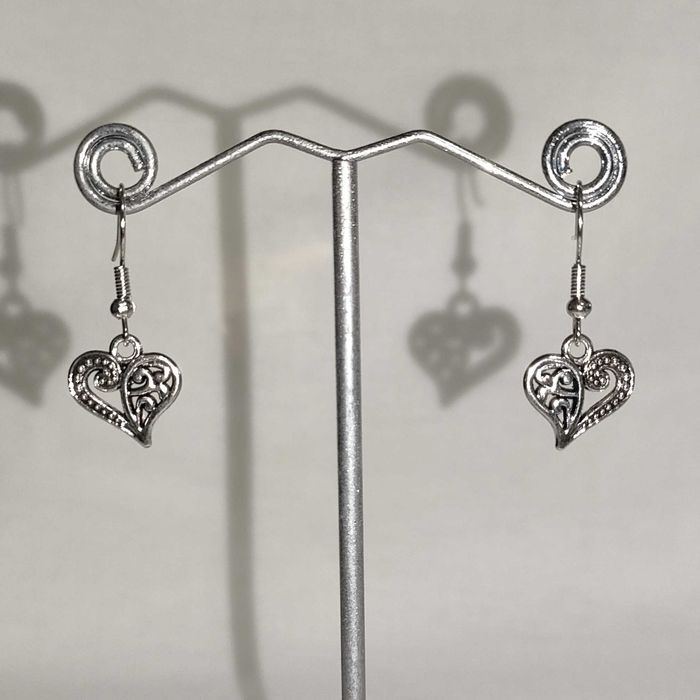 K214 Kolczyki wiszące Serca Serduszka Handmade
