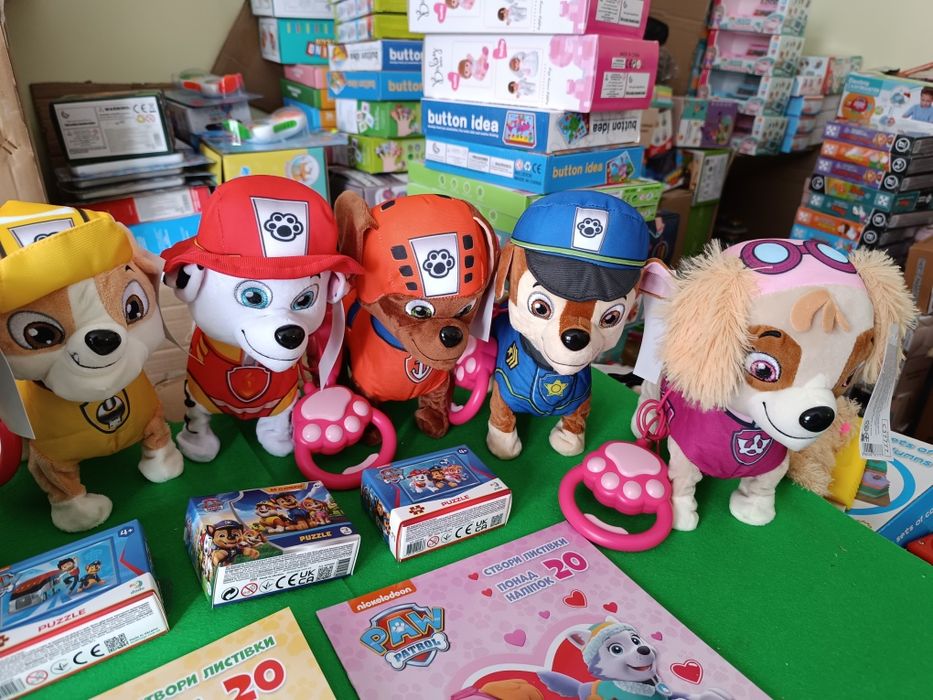 Інтерактивна М'яка іграшка собачка на повідку щенячий патруль гонщики