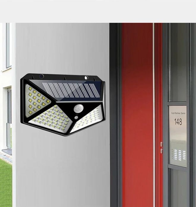 Foco de Luz led com painel solar e sensor movimentos - jardins muros