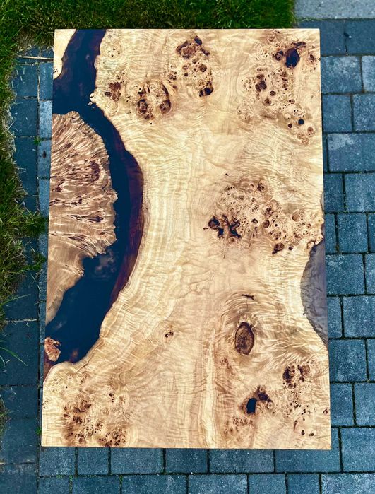 Drewniany stolik kawowy czeczot topola dąb żywica epoksydowa loft #48