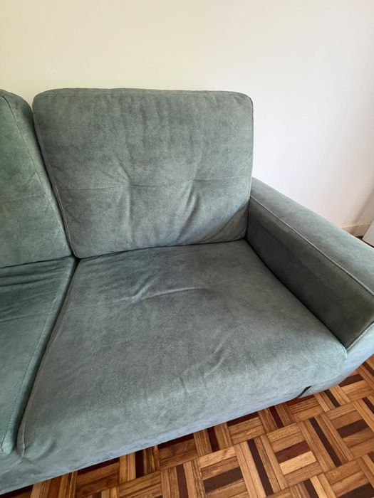 Sofá 3 Lugares "Jade" Verde Água (Feira dos Sofás) – Ótimo Estado