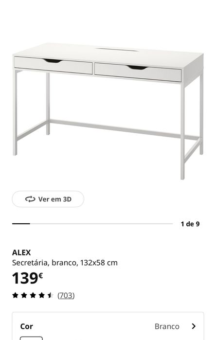 Secretária Alex 132x58cm - Ikea