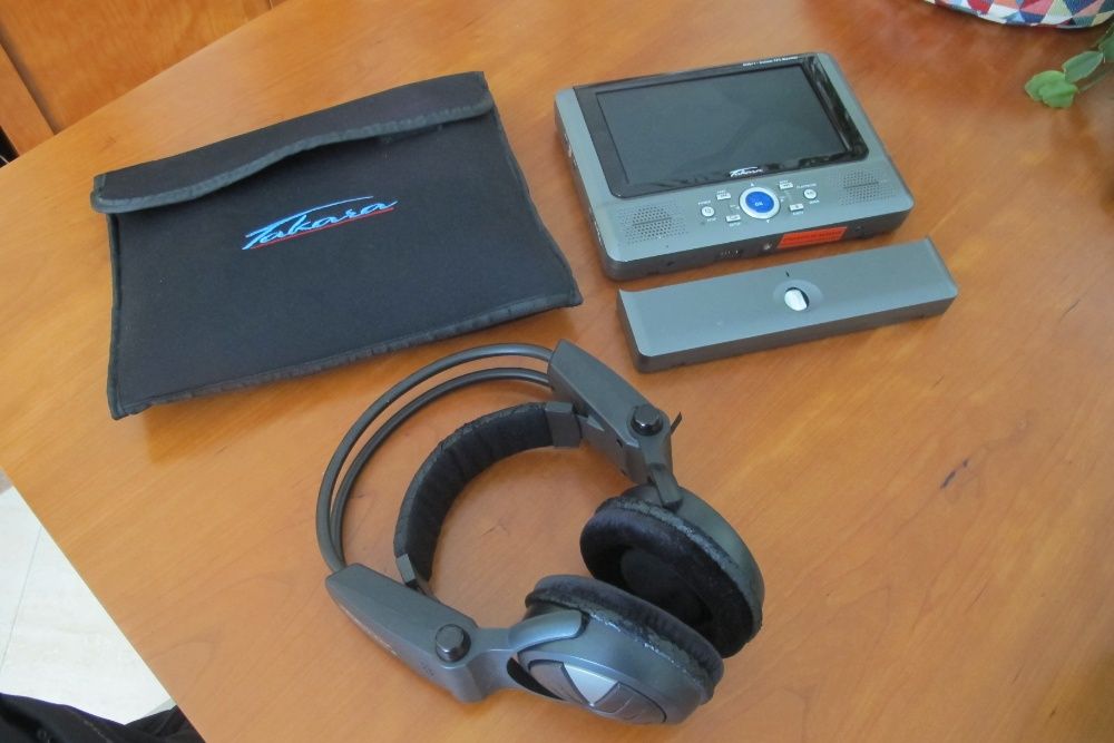 Leitor Dvd portátil para carro + suporte + 2 auriculares sem fio