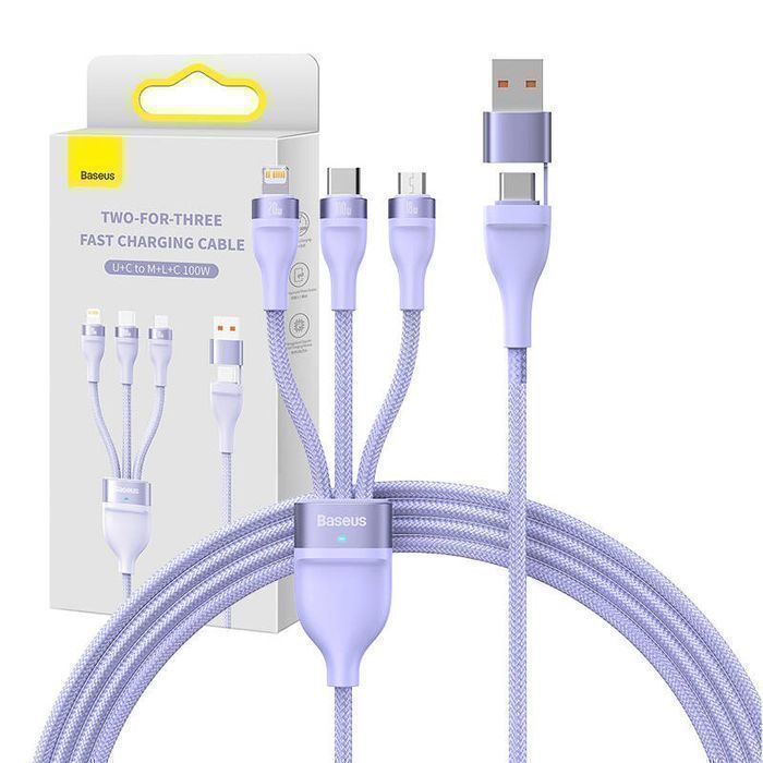 Kabel USB 3w1 Baseus  USB-C + micro USB + Lightning, 100W, 1.2m