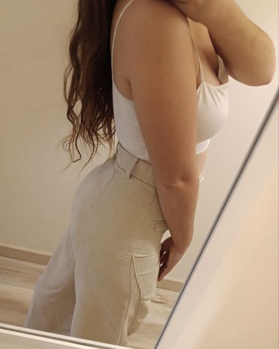 Calcas largas bege veludo