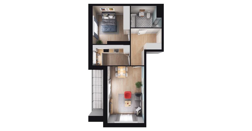 2-pokojowe mieszkanie 46m2 + balkon